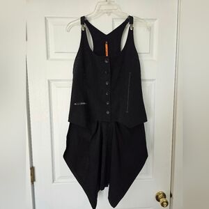 Womens Cop. Copine Vest Shirt Size 42  Futuristic Avant Garde Black, Gray Pinstr